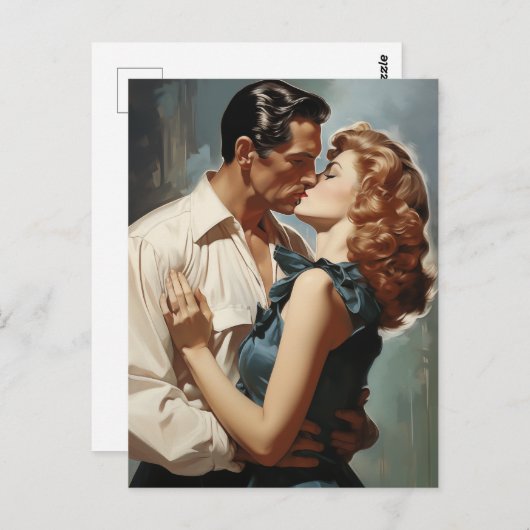  zoenend paar briefkaart (Voorkant / Achterkant)