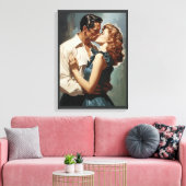 zoenend paar canvas afdruk (Insitu (Woonkamer))