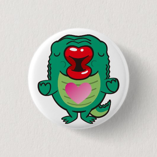 zoenende alligator ronde button 3,2 cm (Voorkant)