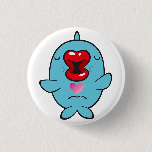 zoenende dolfijn ronde button 3,2 cm (Voorkant)