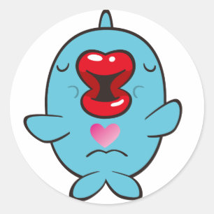 zoenende dolfijn ronde sticker