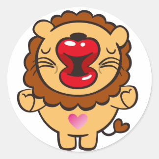 zoenende leeuw ronde sticker