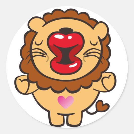 zoenende leeuw ronde sticker (Voorkant)