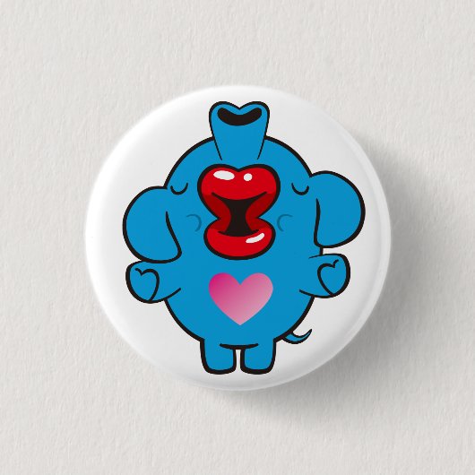 zoenende olifant ronde button 3,2 cm (Voorkant)