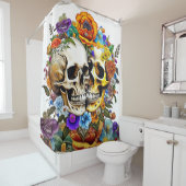 Zoenende schedels douchegordijn (In situ)