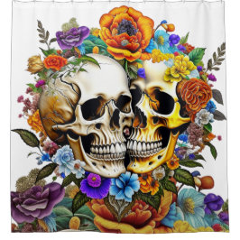 Zoenende schedels douchegordijn