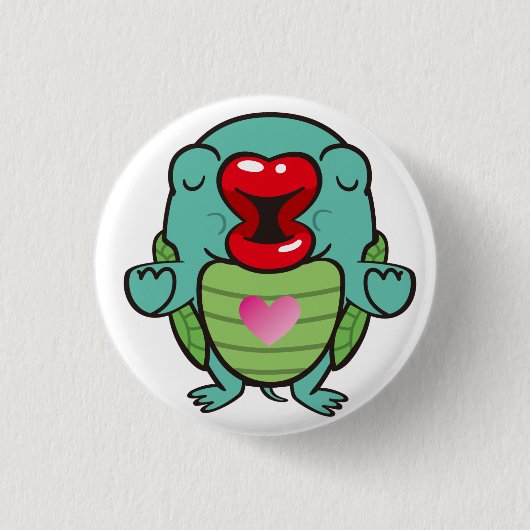 zoenende schildpad ronde button 3,2 cm (Voorkant)