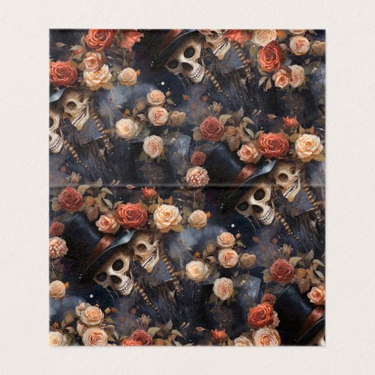 Zoenende Skeletten Bloemen Gotische Tafel Kaart (Binnenkant ongevouwen)