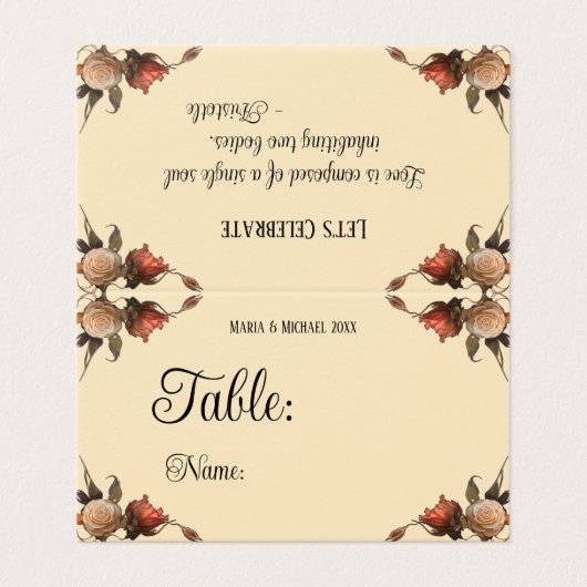 Zoenende Skeletten Bloemen Gotische Tafel Kaart (Buitenkant ongevouwen)