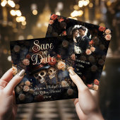 Zoenende skeletten Gothic Save The Date Kaart