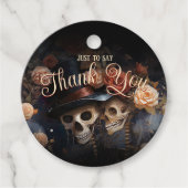 Zoenende Skeletten Spooky Gotische Bruiloft Bedankjes Labels (Voorkant)