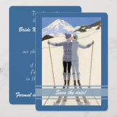 zoenende skiers - winter aankondiging van de datum (Voorkant / Achterkant)