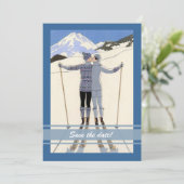 zoenende skiers - winter aankondiging van de reddi (Staand voorkant)