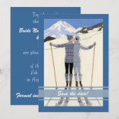 zoenende skiers - winter aankondiging van de reddi (Voorkant / Achterkant)