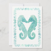 Zoenende Zeepaardjes Bruiloft Uitnodiging in Turqu (Achterkant)