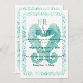 Zoenende Zeepaardjes Bruiloft Uitnodiging in Turqu (Voorkant / Achterkant)