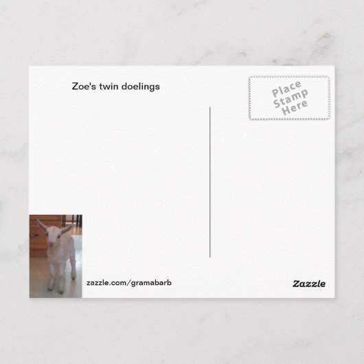 Zoe's Doelings Briefkaart (Achterkant)