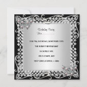 Zoet 16 Birthday Butterflies Silver Black Kaart (Achterkant)