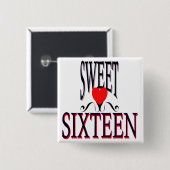 zoet 16 Birthday Gear Vierkante Button 5,1 Cm (Voorkant /achterkant)
