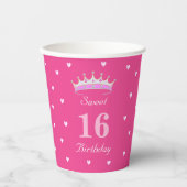 Zoet 16 Birthday op Roze Papieren Bekers (Voorkant)