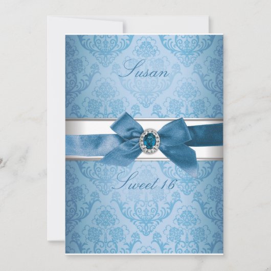 Zoet 16 Elegant Invitation (blauw) Kaart (Voorkant)