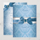 Zoet 16 Elegant Invitation (blauw) Kaart (Voorkant / Achterkant)
