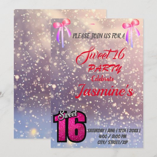 zoet 16 INVITATOIN Kaart (Voorkant / Achterkant)