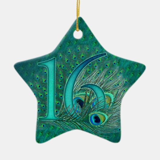 zoet 16-jarig gedecoreerd leeftijdsnummer keramisch ornament (Voorkant)