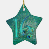 zoet 16-jarig gedecoreerd leeftijdsnummer keramisch ornament (Links)