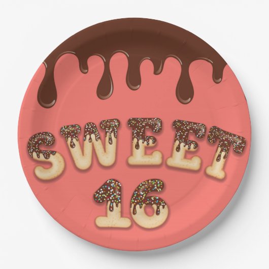 Zoet 16 papieren bordje (Voorkant)