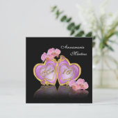 Zoet 16 Roze en zwart uitnodiging (Staand voorkant)