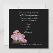 Zoet 16 Roze en zwart uitnodiging (Achterkant)