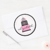Zoet 16 roze taart ronde sticker (Envelop)