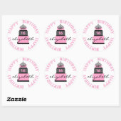 Zoet 16 roze taart ronde sticker (Vel)