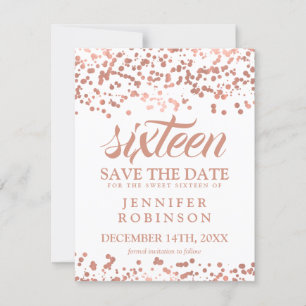 Zoet 16 Save the Date Roos Gold Foil Confetti