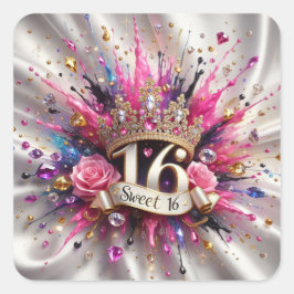 Zoet 16 vierkante sticker