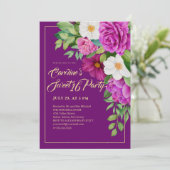 zoet 16 Waterverf Paars van kleurrijke Floral Kaart (Staand voorkant)