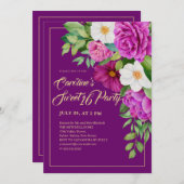 zoet 16 Waterverf Paars van kleurrijke Floral Kaart (Voorkant / Achterkant)