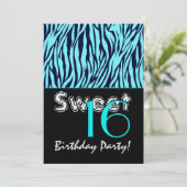 Zoet 16 Zebrastripes Midnight Blue Aqua Kaart (Staand voorkant)