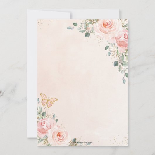 zoet 16 zestien blush roze vlinderbloemige vlinder kaart (Achterkant)