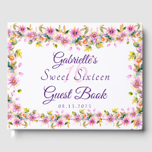 Zoet 16 Zestien Roze Bloemen Gastenboek