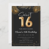 Zoet 16 zestiende met gouden tropische bladeren kaart (Voorkant)