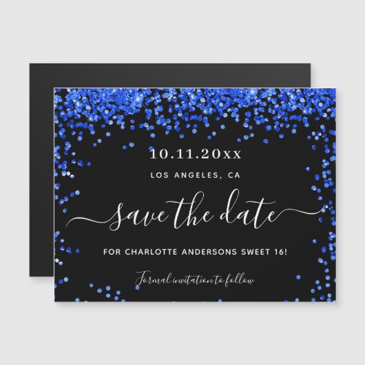 Zoet 16 zwarte koninklijk blauw met de datummagnee (Voorkant / Achterkant)