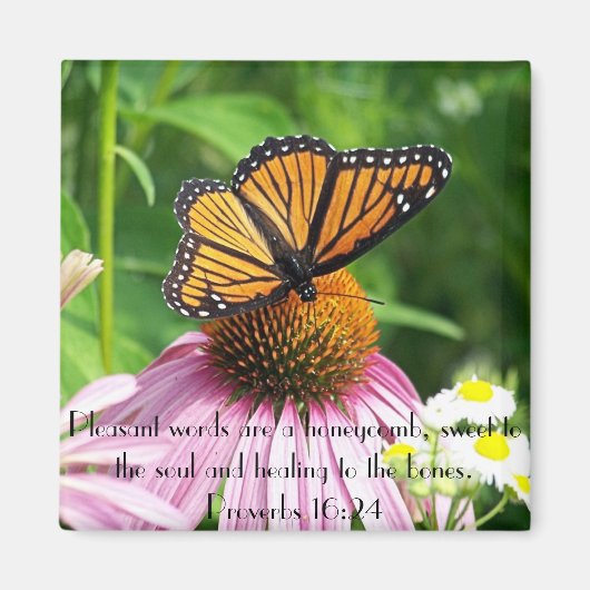 Zoet aan de soul bijbel vers vlinder bloem magneet (Voorkant)