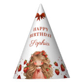 Zoet als aardbeienmeisje Happy Birthday Party Feesthoedjes (Voorkant)