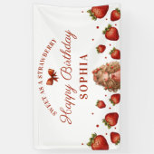 Zoet als aardbeienmeisje Happy Birthday Party Spandoek (Verticaal)