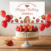 Zoet als aardbeienmeisje Happy Birthday Party Spandoek