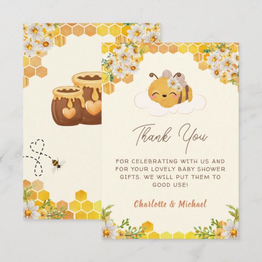 Zoet als Baby shower Bedankkaart (Voorkant / Achterkant)