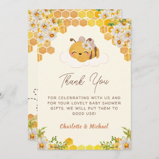Zoet als Baby shower Bedankkaart (Voorkant / Achterkant)