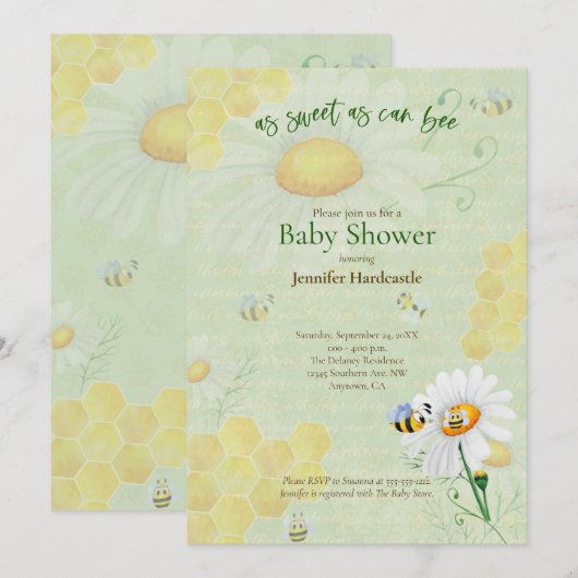 Zoet als Baby shower Kaart (Voorkant / Achterkant)